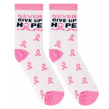 Kellis Gifts Socks Pink Ribbon Socks - Never Give Up Hope Women's Sock Size 9-11